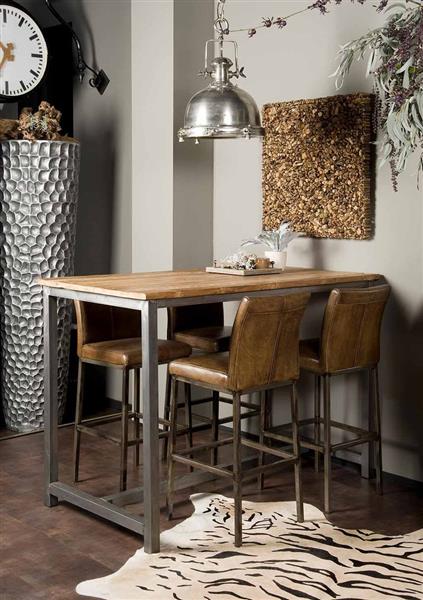 Grote foto bartafel venetie 160 cm gerecycled teakhout huis en inrichting eettafels