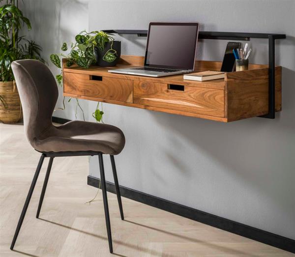 Grote foto wandbureau air solid massief acacia naturel huis en inrichting stoelen