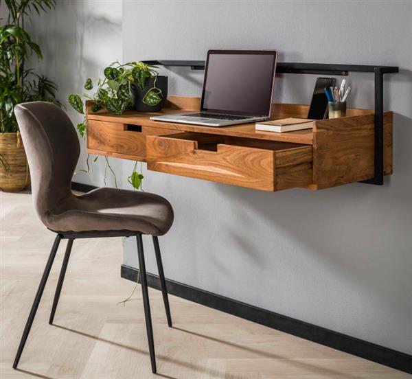 Grote foto wandbureau air solid massief acacia naturel huis en inrichting stoelen