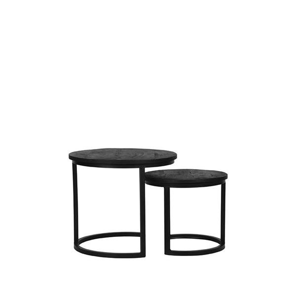 Grote foto salontafel set duo 50x50x45 cm zwart mangohout l zwart metaal huis en inrichting eettafels