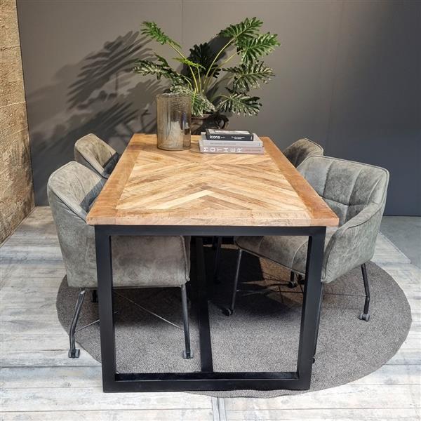 Grote foto eettafel jax visgraat mangohout staal verkrijgbaar in 4 maten huis en inrichting eettafels
