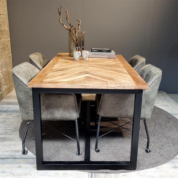 Grote foto eettafel jax visgraat mangohout staal verkrijgbaar in 4 maten huis en inrichting eettafels
