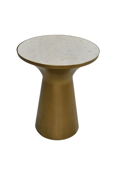 Grote foto ronde bijzettafel miracle 40x50 cm marmer goud metaal huis en inrichting eettafels