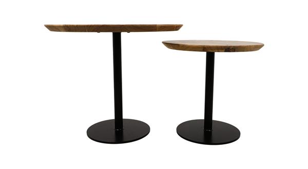 Grote foto pilaren bijzettafel swiss edge set van 2 acaciahout metaal huis en inrichting eettafels