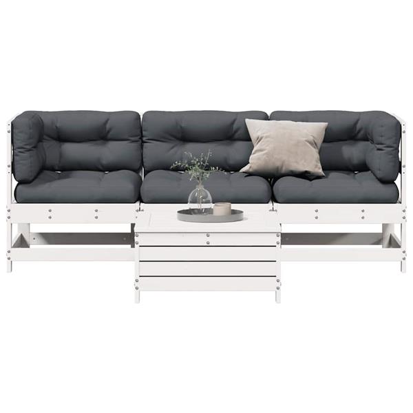 Grote foto vidaxl 4 delige loungeset met kussens massief grenenhout tuin en terras tuinmeubelen