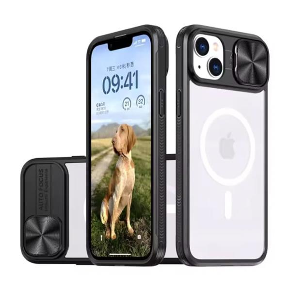 Grote foto draadloos opladen hoesje voor iphone 15 pro met camera slide bumper cover voor magsafe zwart telecommunicatie mobieltjes
