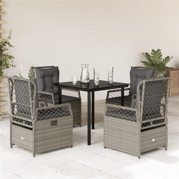 Grote foto vidaxl 5 delige tuinset met kussens poly rattan lichtgrijs tuin en terras tuinmeubelen