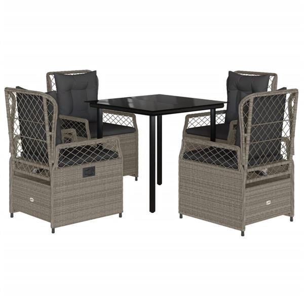 Grote foto vidaxl 5 delige tuinset met kussens poly rattan lichtgrijs tuin en terras tuinmeubelen