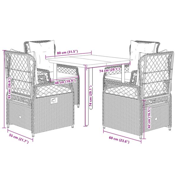 Grote foto vidaxl 5 delige tuinset met kussens poly rattan lichtgrijs tuin en terras tuinmeubelen