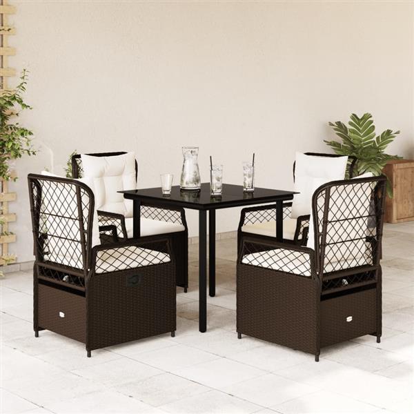 Grote foto vidaxl 5 delige tuinset met kussens poly rattan bruin tuin en terras tuinmeubelen