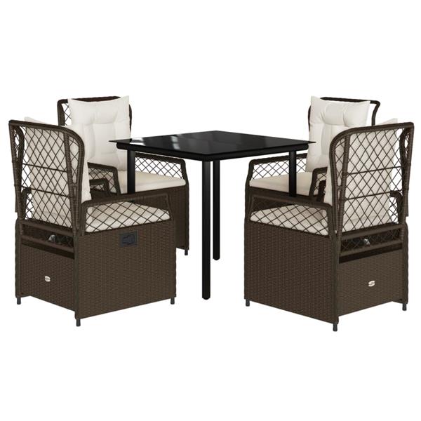 Grote foto vidaxl 5 delige tuinset met kussens poly rattan bruin tuin en terras tuinmeubelen