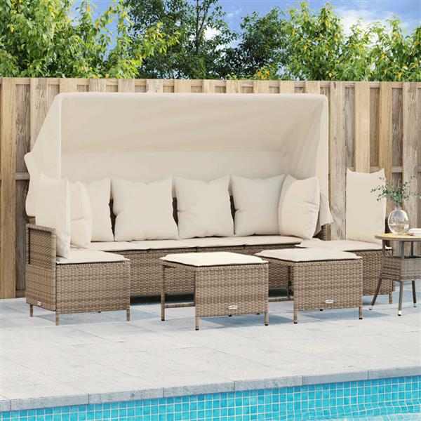 Grote foto vidaxl 5 delige loungeset met kussens poly rattan beige tuin en terras tuinmeubelen