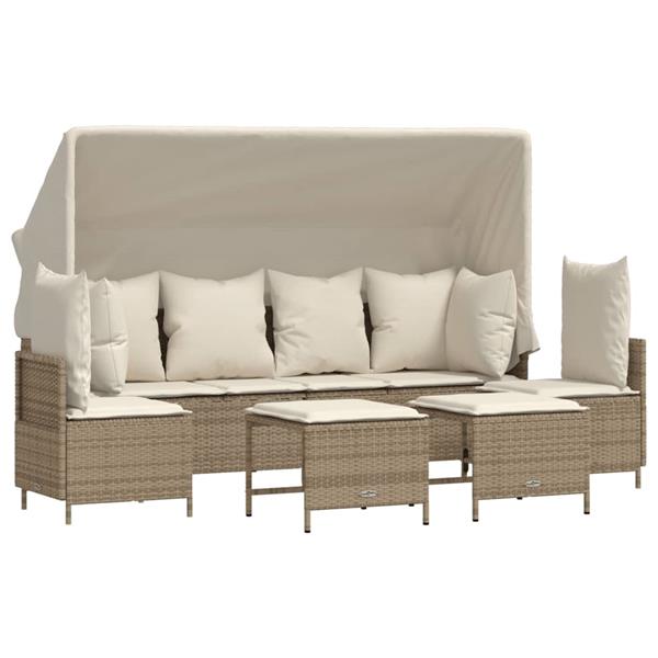 Grote foto vidaxl 5 delige loungeset met kussens poly rattan beige tuin en terras tuinmeubelen