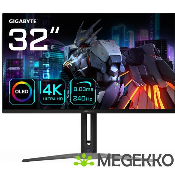 Grote foto gigabyte aorus fo32u2 32 4k ultra hd 240hz oled gaming monitor computers en software overige computers en software