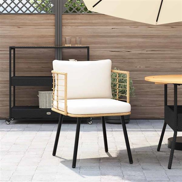 Grote foto vidaxl tuinstoel met kussens poly rattan naturel tuin en terras tuinmeubelen