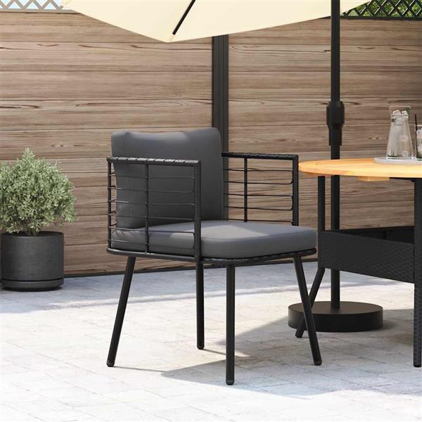 Grote foto vidaxl tuinstoel met kussens poly rattan zwart tuin en terras tuinmeubelen