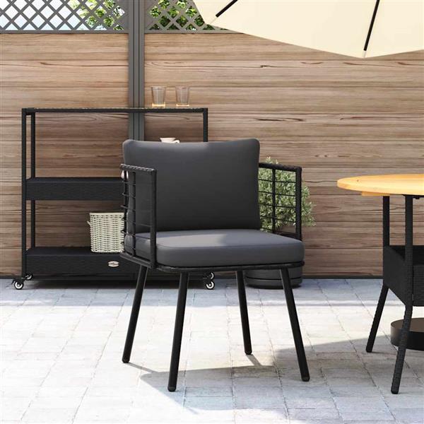 Grote foto vidaxl tuinstoel met kussens poly rattan zwart tuin en terras tuinmeubelen