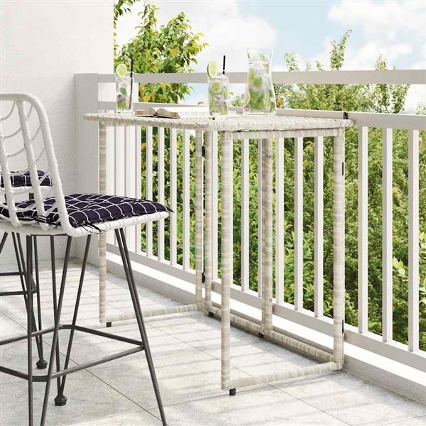Grote foto vidaxl tuintafel inklapbaar 90x51x75 cm poly rattan lichtgrijs tuin en terras tuinmeubelen