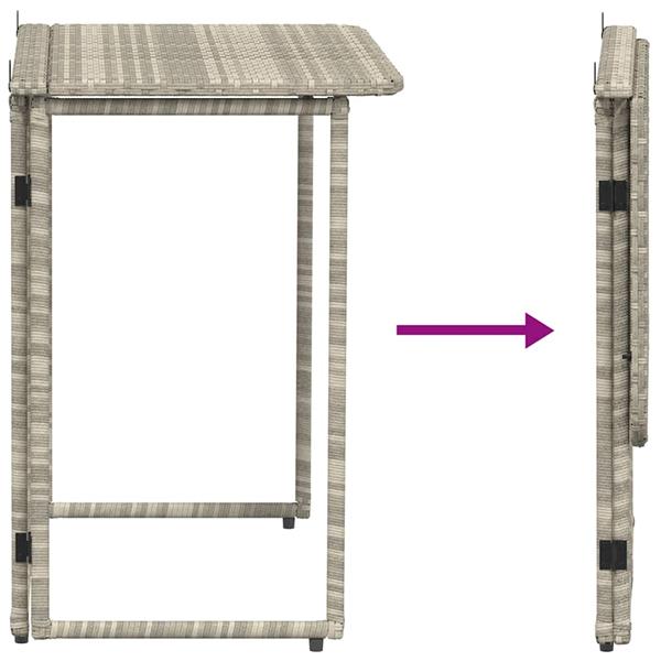 Grote foto vidaxl tuintafel inklapbaar 90x51x75 cm poly rattan lichtgrijs tuin en terras tuinmeubelen