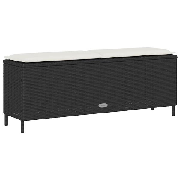 Grote foto vidaxl tuinbank met kussen 110x30x40 5 cm poly rattan zwart tuin en terras tuinmeubelen