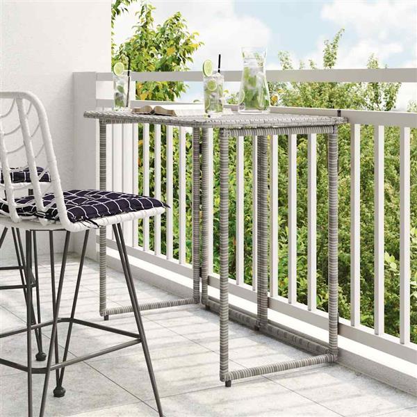 Grote foto vidaxl tuintafel inklapbaar 90x51x75 cm poly rattan grijs tuin en terras tuinmeubelen