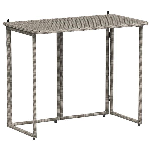 Grote foto vidaxl tuintafel inklapbaar 90x51x75 cm poly rattan grijs tuin en terras tuinmeubelen
