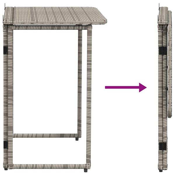 Grote foto vidaxl tuintafel inklapbaar 90x51x75 cm poly rattan grijs tuin en terras tuinmeubelen