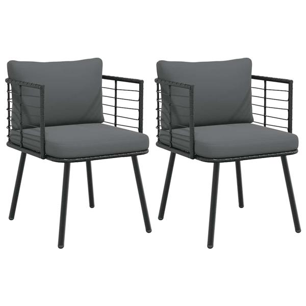 Grote foto vidaxl tuinstoelen 2 st met kussens poly rattan zwart tuin en terras tuinmeubelen