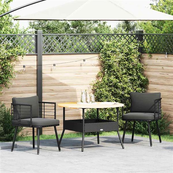 Grote foto vidaxl tuinstoelen 2 st met kussens poly rattan zwart tuin en terras tuinmeubelen