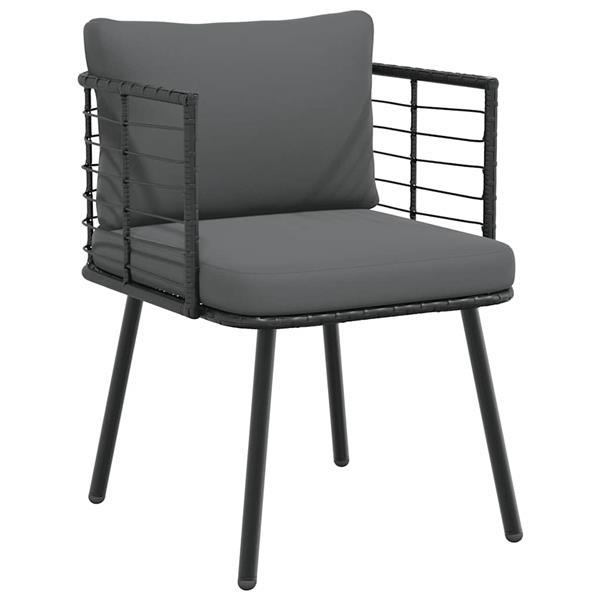 Grote foto vidaxl tuinstoelen 2 st met kussens poly rattan zwart tuin en terras tuinmeubelen