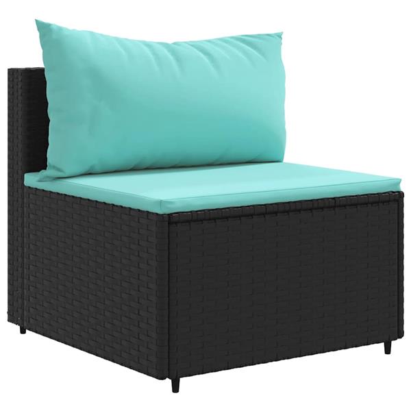 Grote foto vidaxl 3 delige loungeset met kussens poly rattan zwart tuin en terras tuinmeubelen