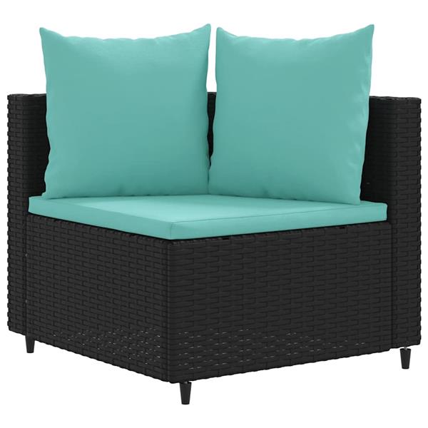 Grote foto vidaxl 5 delige loungeset met kussens poly rattan zwart tuin en terras tuinmeubelen