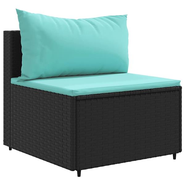 Grote foto vidaxl 6 delige loungeset met kussens poly rattan zwart tuin en terras tuinmeubelen