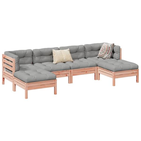 Grote foto vidaxl 6 delige loungeset met kussens massief douglas vurenhout tuin en terras tuinmeubelen