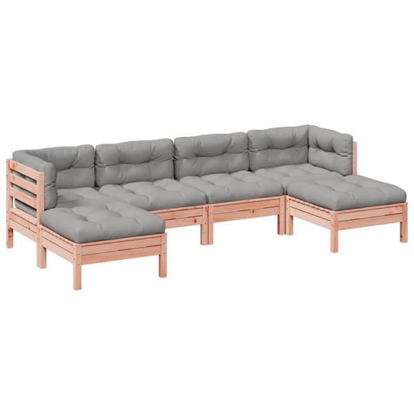 Grote foto vidaxl 6 delige loungeset met kussens massief douglas vurenhout tuin en terras tuinmeubelen