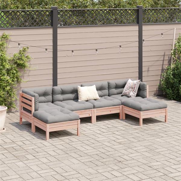 Grote foto vidaxl 6 delige loungeset met kussens massief douglas vurenhout tuin en terras tuinmeubelen