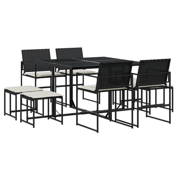 Grote foto vidaxl 9 delige tuinset poly rattan zwart tuin en terras tuinmeubelen