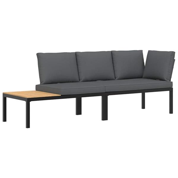 Grote foto vidaxl 2 delige loungeset met kussens aluminium zwart tuin en terras tuinmeubelen