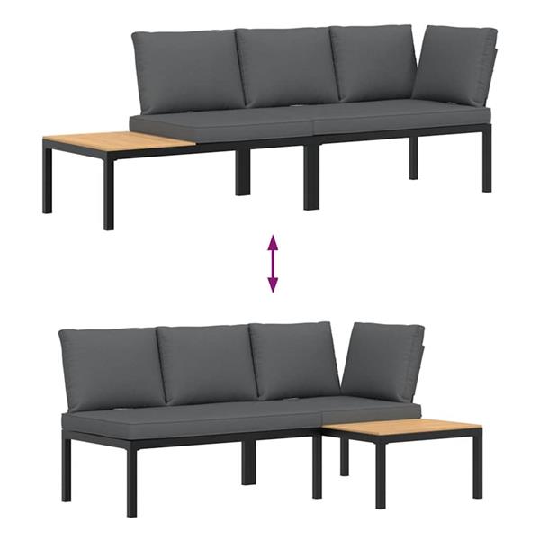 Grote foto vidaxl 2 delige loungeset met kussens aluminium zwart tuin en terras tuinmeubelen