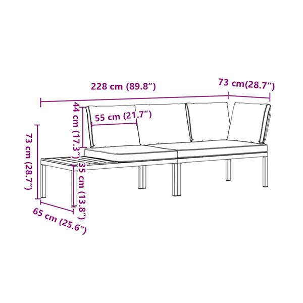 Grote foto vidaxl 2 delige loungeset met kussens aluminium zwart tuin en terras tuinmeubelen