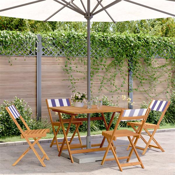 Grote foto vidaxl 5 delige tuinset massief hout en stof blauw en wit tuin en terras tuinmeubelen