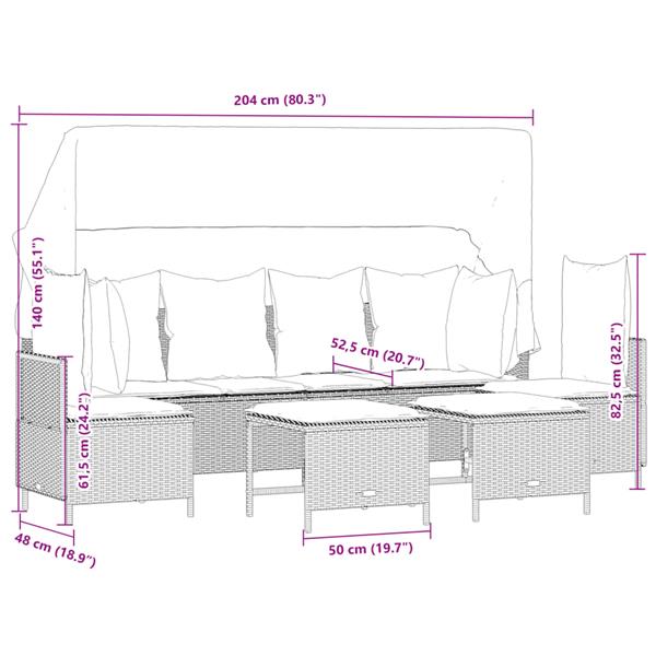 Grote foto vidaxl 5 delige loungeset met kussens poly rattan lichtgrijs tuin en terras tuinmeubelen