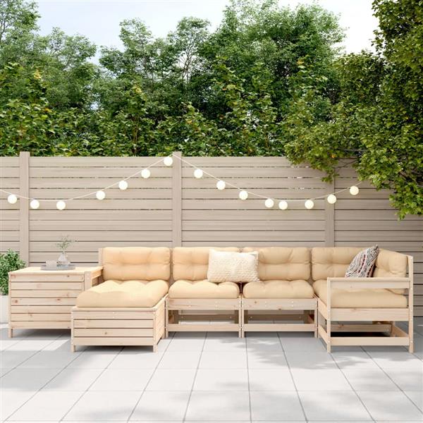 Grote foto vidaxl 7 delige loungeset massief grenenhout tuin en terras tuinmeubelen