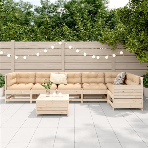 Grote foto vidaxl 7 delige loungeset massief grenenhout tuin en terras tuinmeubelen