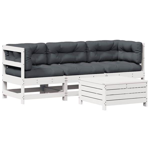 Grote foto vidaxl 4 delige loungeset met kussens massief grenenhout tuin en terras tuinmeubelen
