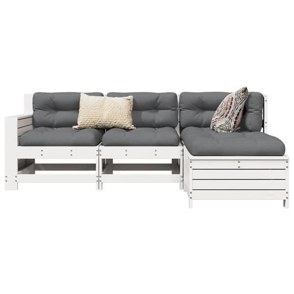 Grote foto vidaxl 4 delige loungeset massief grenenhout wit tuin en terras tuinmeubelen