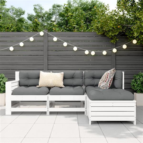 Grote foto vidaxl 4 delige loungeset massief grenenhout wit tuin en terras tuinmeubelen
