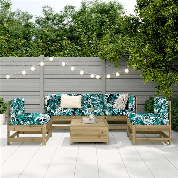 Grote foto vidaxl 6 delige loungeset ge mpregneerd grenenhout tuin en terras tuinmeubelen
