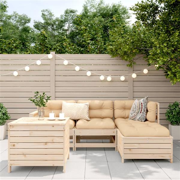 Grote foto vidaxl 5 delige loungeset massief grenenhout tuin en terras tuinmeubelen