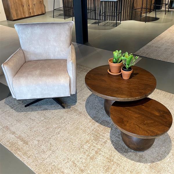Grote foto fauteuil philippe torre 2 licht beige fluweel 360 graden draaibaar huis en inrichting eettafels